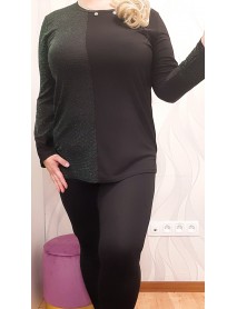 JAKOS -  ELEGANTNÁ BLÚZKA  ČIERNO  - ZELENÁ -  LIGOTAVÁ